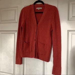 LOFT size large heather red cardigan
